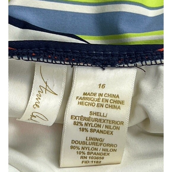 Anne Cole Swim Set One Piece Swimsuit Matching Mini Dress CoverUp Stripes 16 XL - Picture 8 of 10